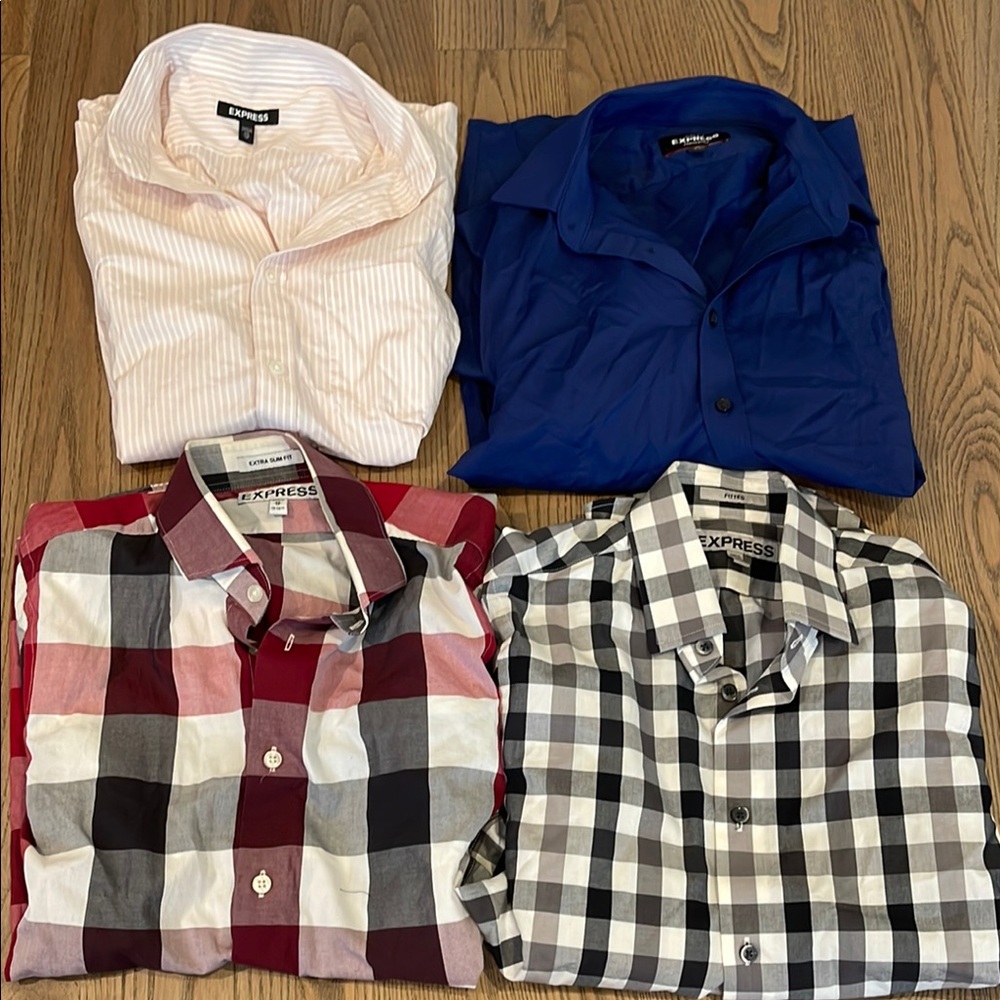 Express Casual Button Down Shirts Red and Blue